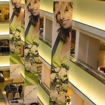Hanging indoor banners for retail, shops and boutiques